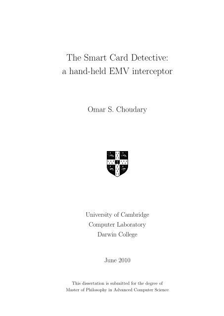 The smart card detective: a hand